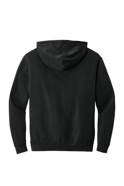 Rear View of Black Comfort Colors Lightweight Hooded Sweatshirt 1467