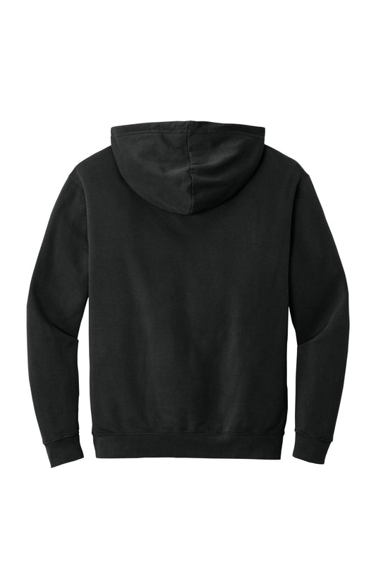 Rear View of Black Comfort Colors Lightweight Hooded Sweatshirt 1467