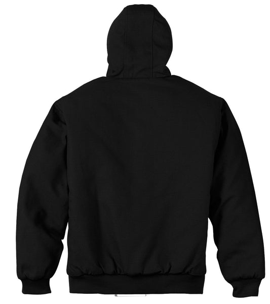 Rear View of Black CornerStone - Duck Cloth Hooded Work Jacket. J763H