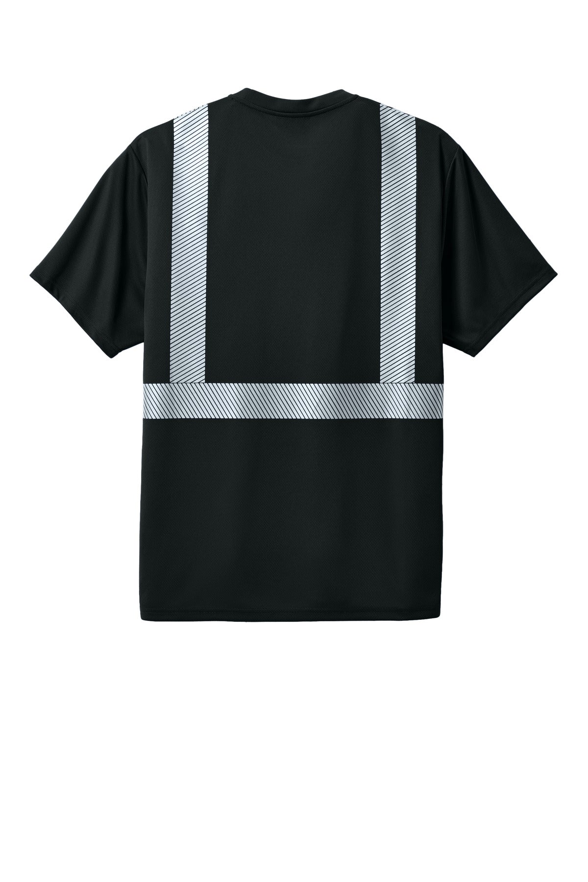 Rear View of Black CornerStone Enhanced Visibility Segmented Tape Tee CS206