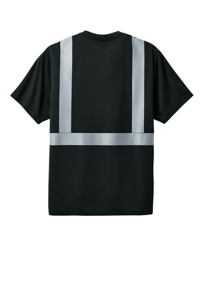 Rear View of Black CornerStone Enhanced Visibility Segmented Tape Tee CS206