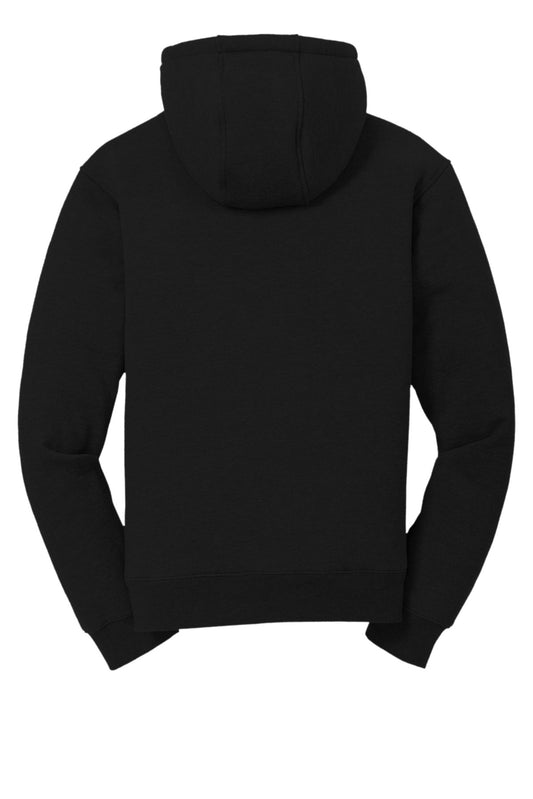 Rear View of Black CornerStone Heavyweight Sherpa-Lined Hooded Fleece Jacket. CS625
