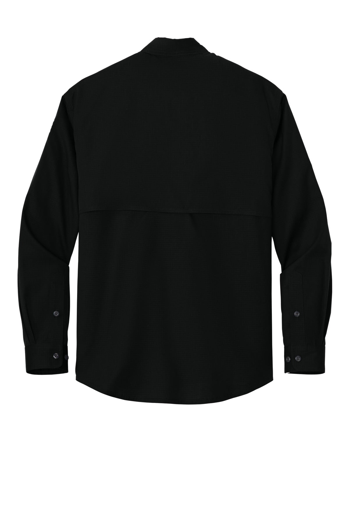 Rear View of Black CornerStone Long Sleeve Select Tactical Shirt CSW176