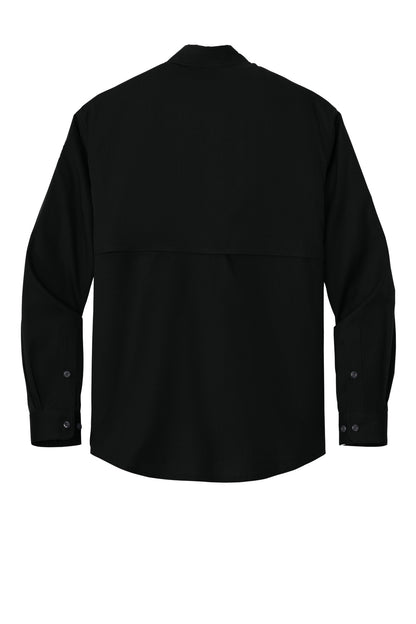 Rear View of Black CornerStone Long Sleeve Select Tactical Shirt CSW176