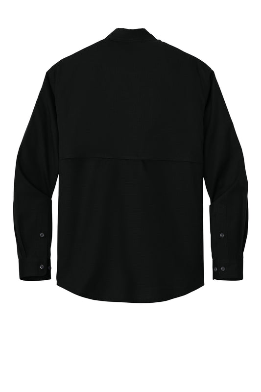 Rear View of Black CornerStone Long Sleeve Select Tactical Shirt CSW176