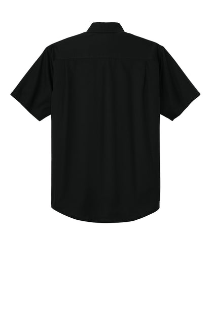 Rear View of Black CornerStone Short Sleeve Select Ripstop Shirt CSW175