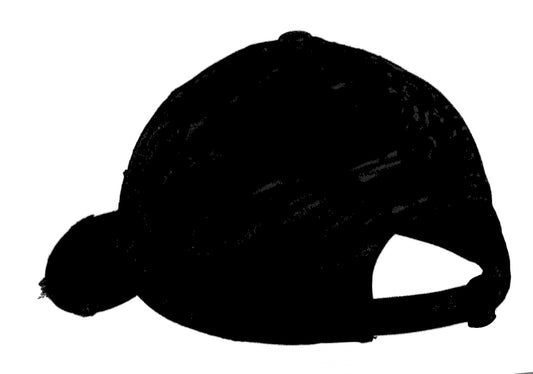 Rear View of Black District Distressed Cap. DT600