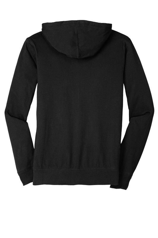 Rear View of Black District Jersey Full-Zip Hoodie. DT1100