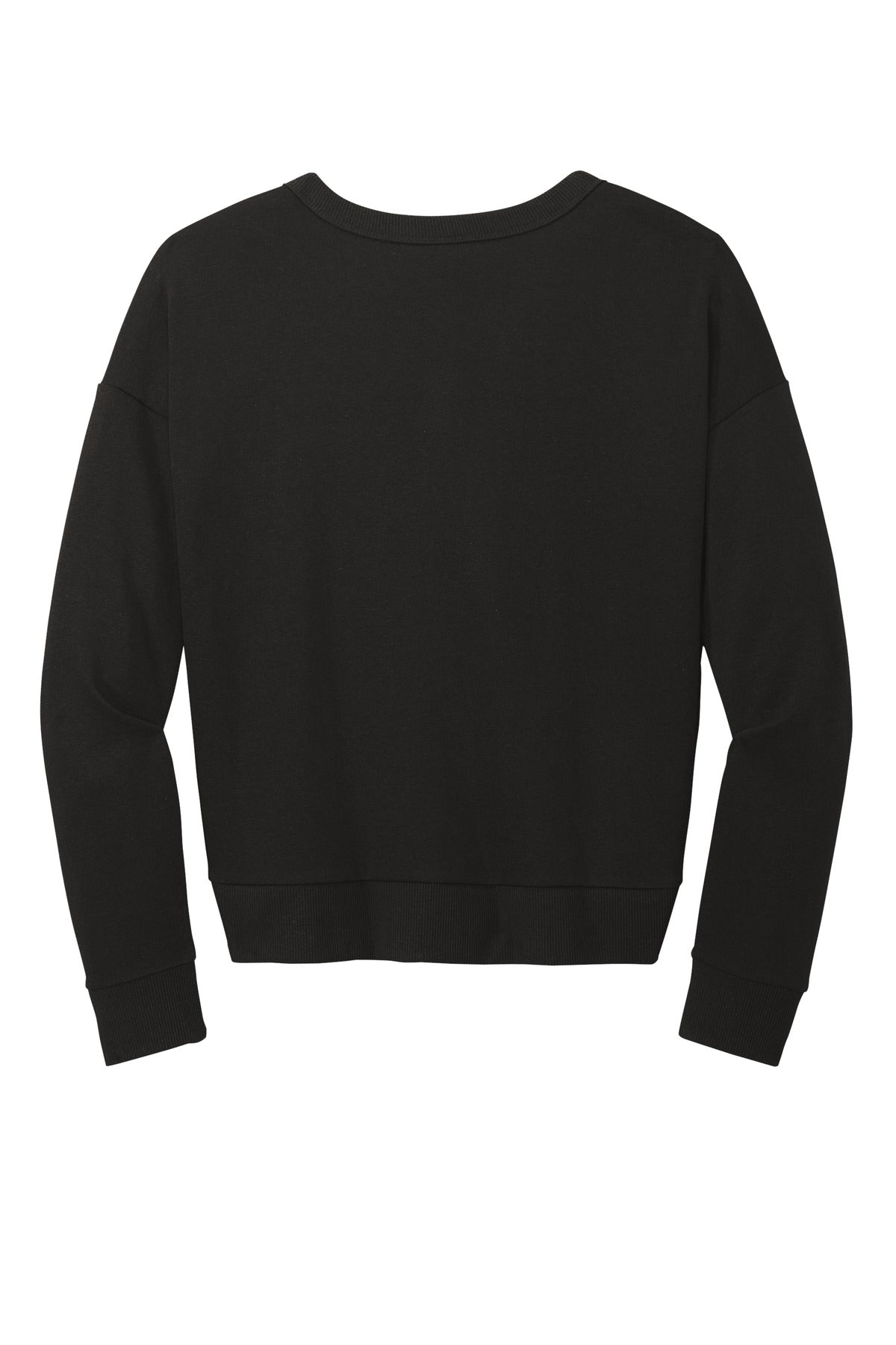 Rear View of Black District Women's Perfect Tri Fleece V-Neck Sweatshirt DT1312