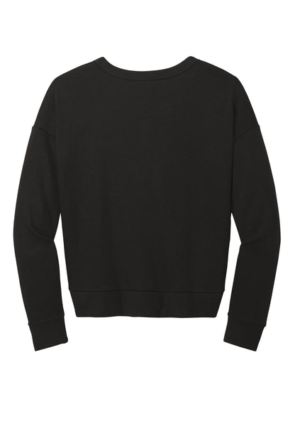 Rear View of Black District Women's Perfect Tri Fleece V-Neck Sweatshirt DT1312