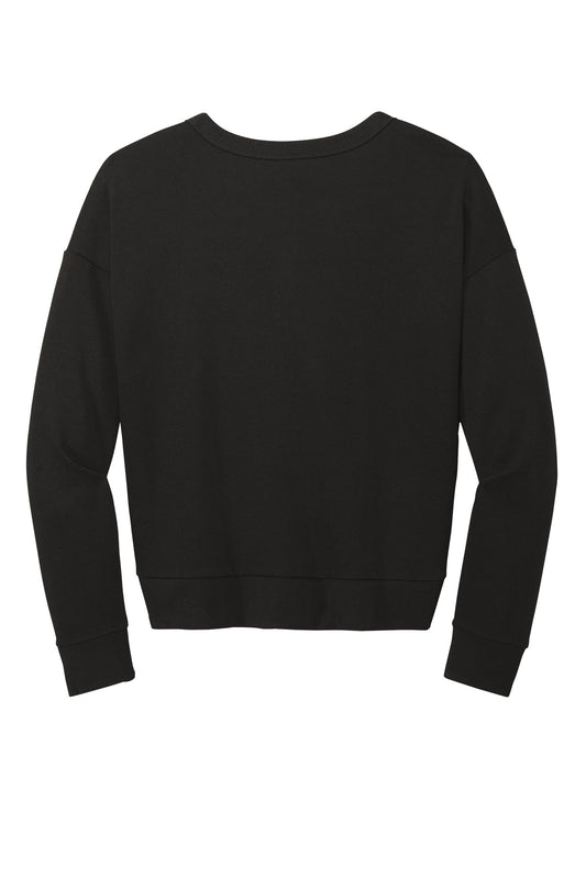 Rear View of Black District Women's Perfect Tri Fleece V-Neck Sweatshirt DT1312