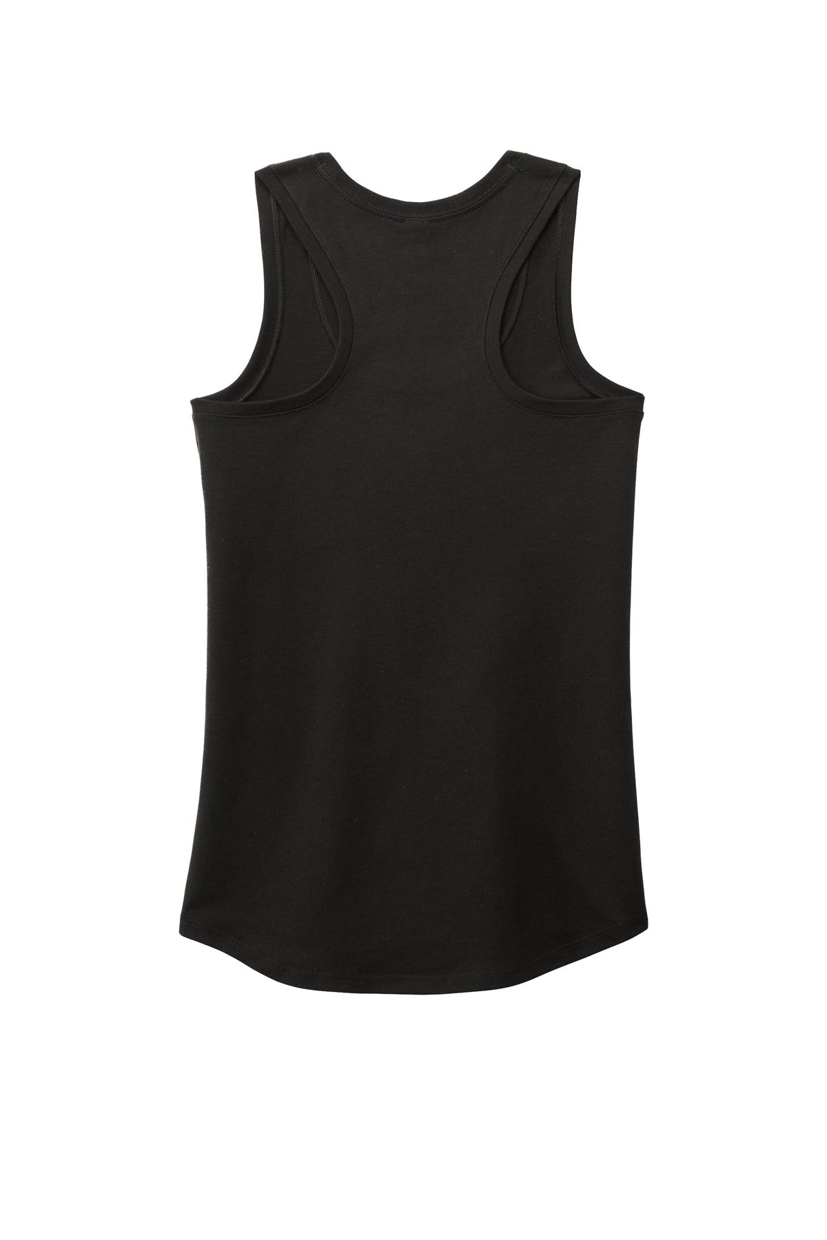 Rear View of Black District Women's Perfect Tri Racerback Tank. DM138L