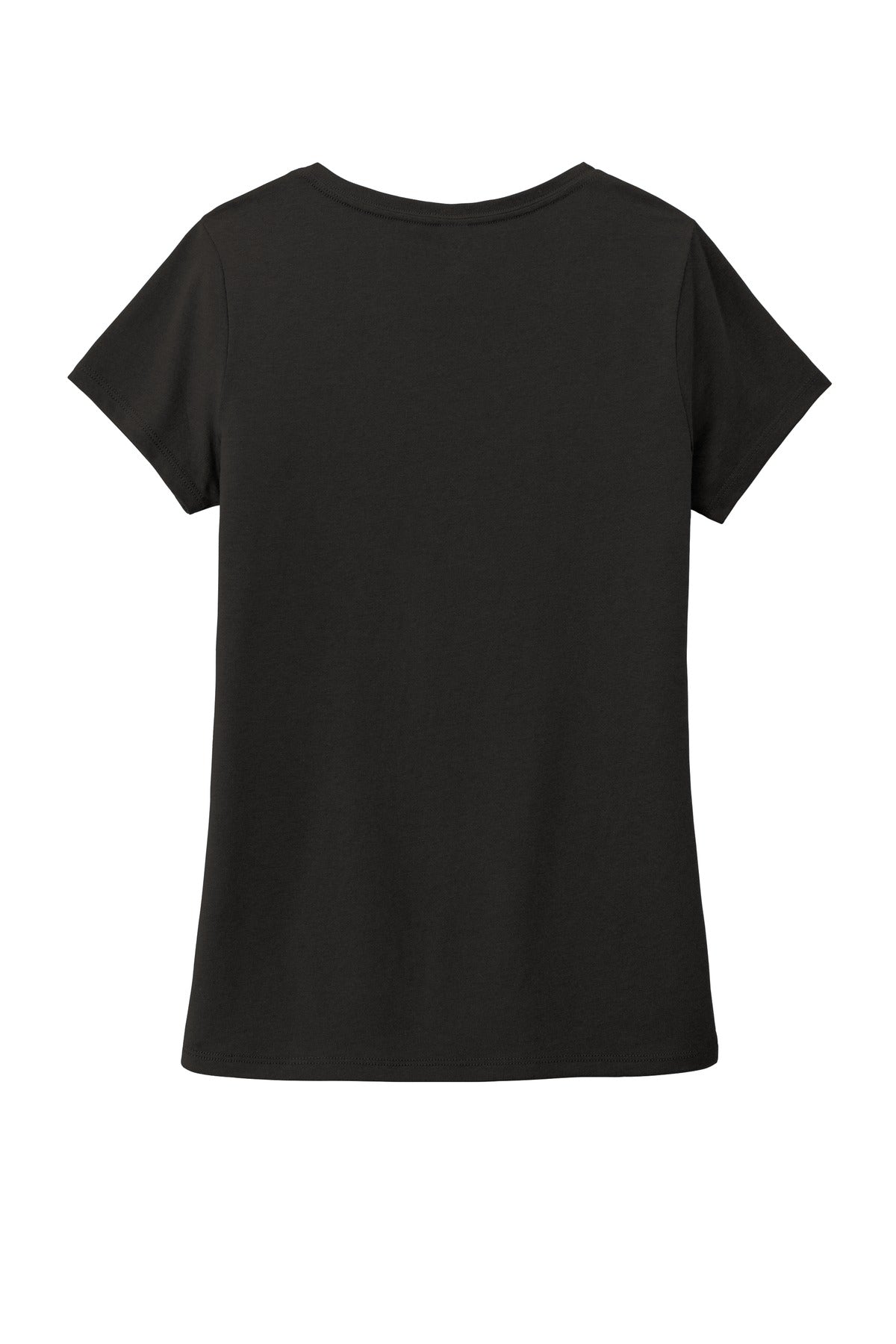 Rear View of Black District Women's Perfect Tri V-Neck Tee. DM1350L