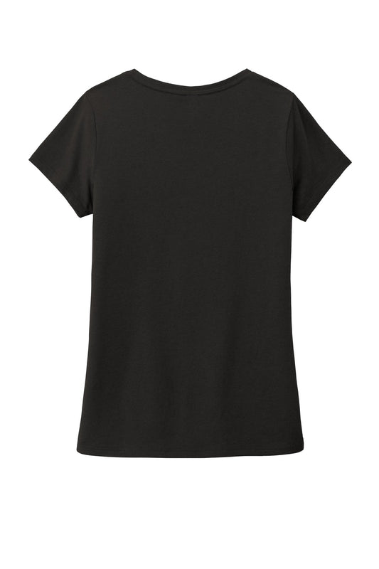 Rear View of Black District Women's Perfect Tri V-Neck Tee. DM1350L