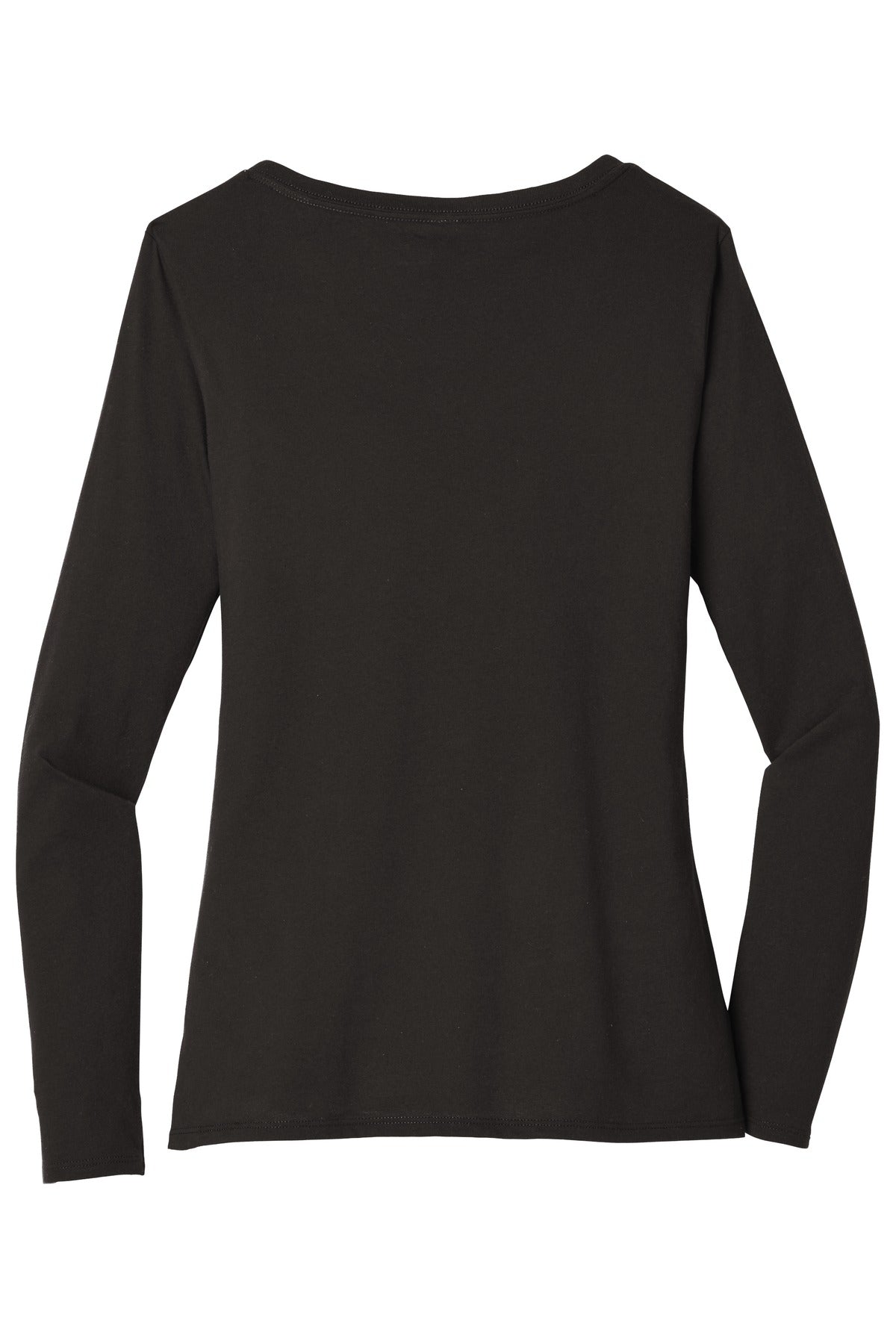Rear View of Black District Women's Very Important Tee Long Sleeve V-Neck. DT6201
