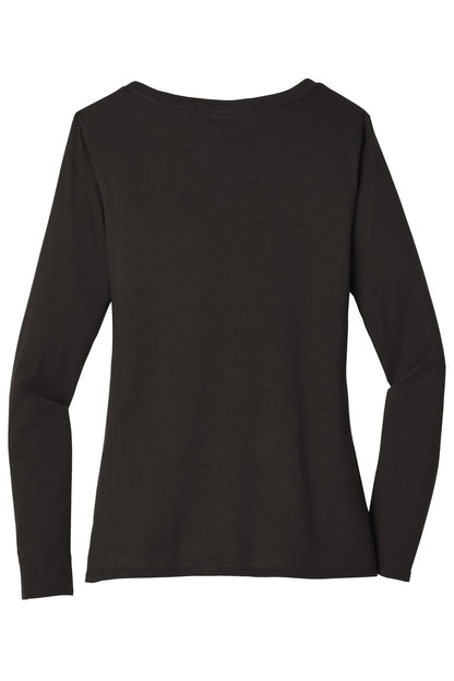 Rear View of Black District Women's Very Important Tee Long Sleeve V-Neck. DT6201