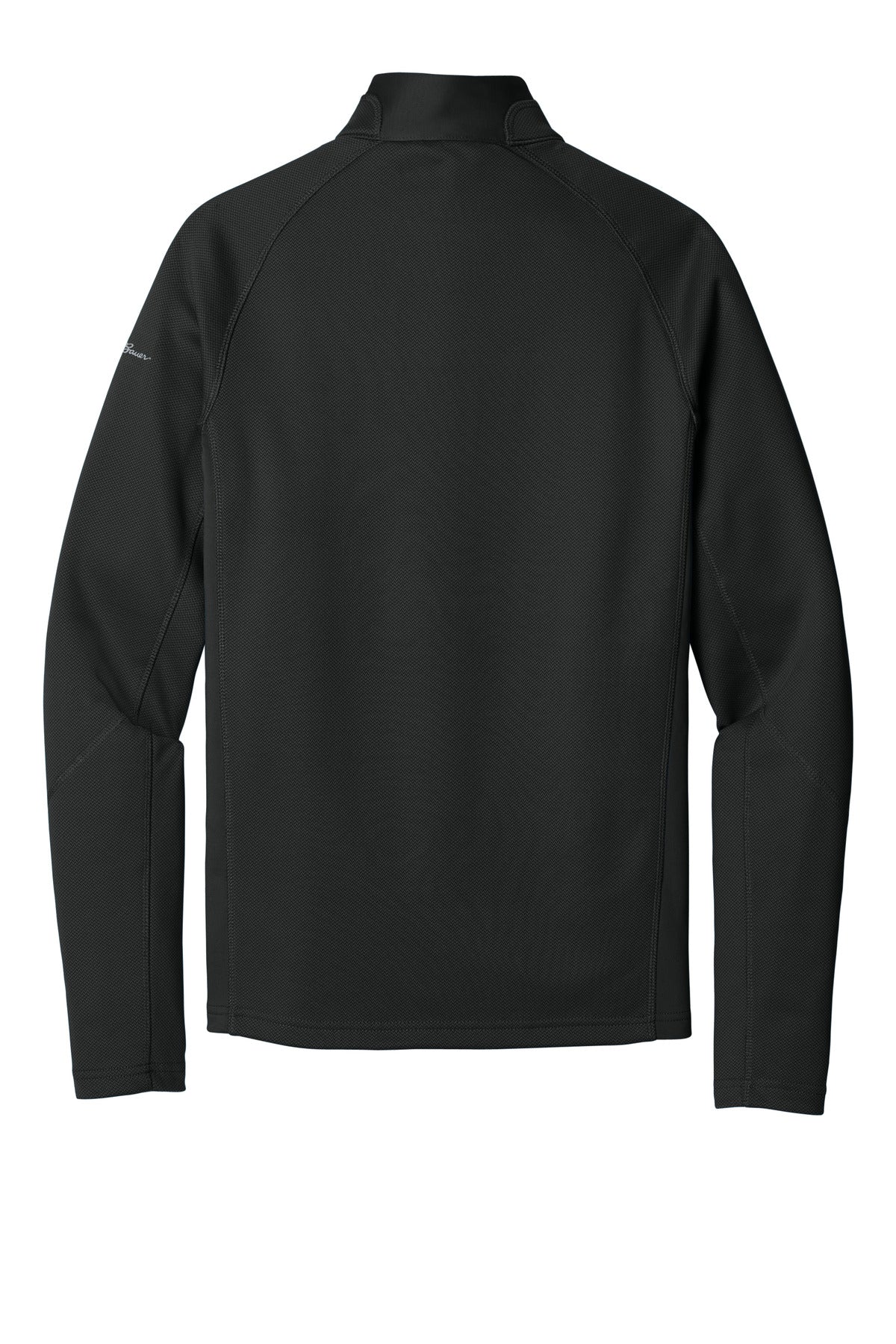 Rear View of Black Eddie Bauer 1/2-Zip Performance Fleece. EB234