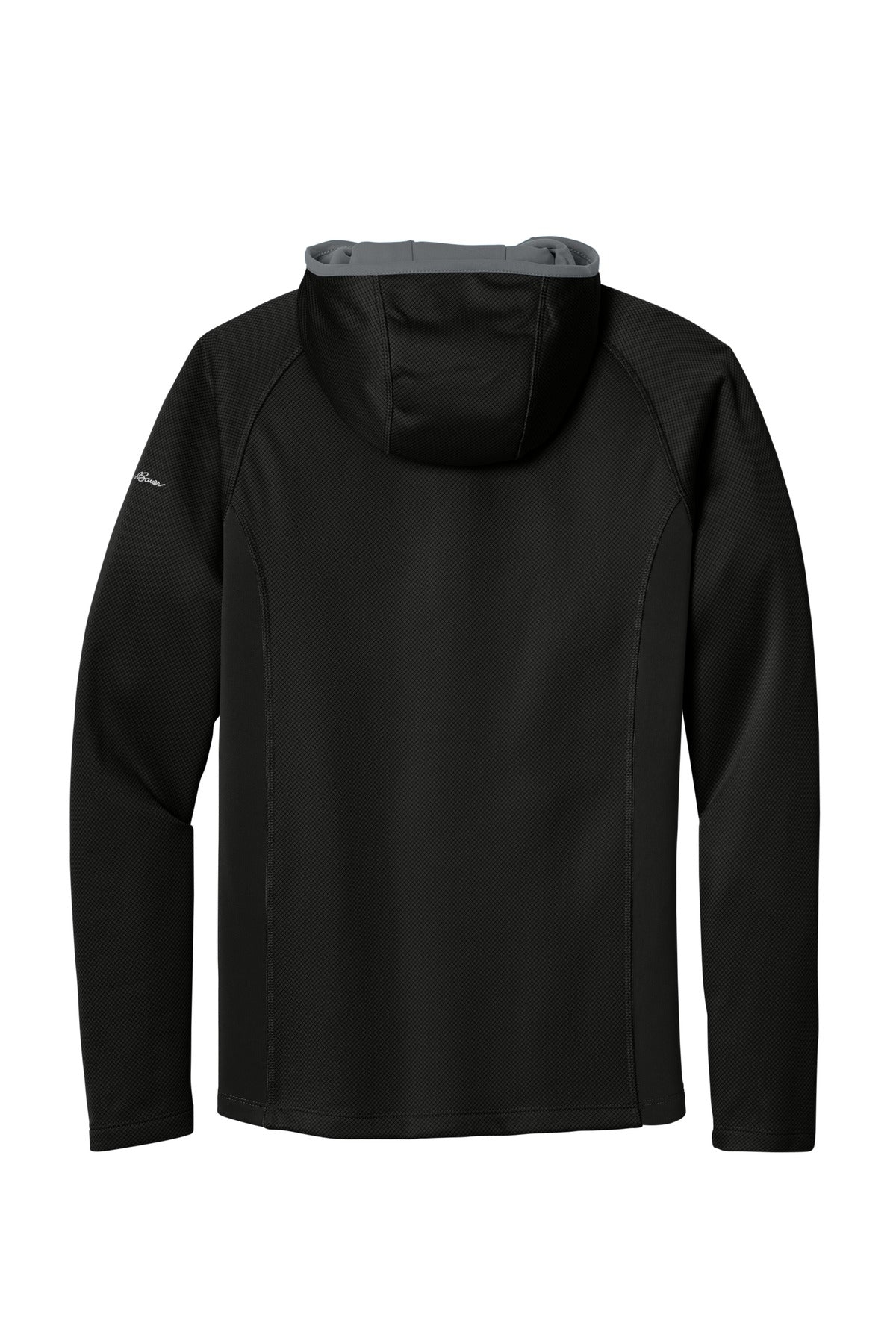 Rear View of Black Eddie Bauer Sport Hooded Full-Zip Fleece Jacket. EB244