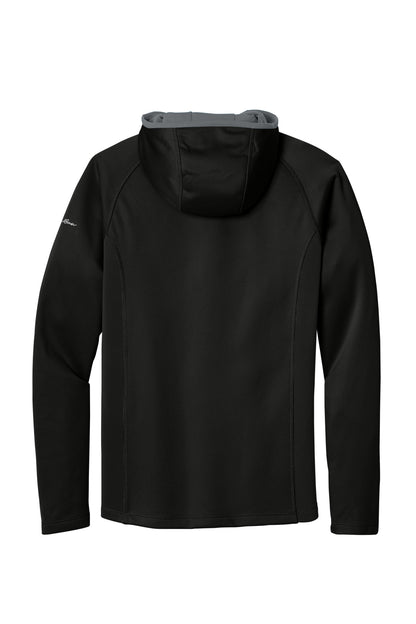 Rear View of Black Eddie Bauer Sport Hooded Full-Zip Fleece Jacket. EB244