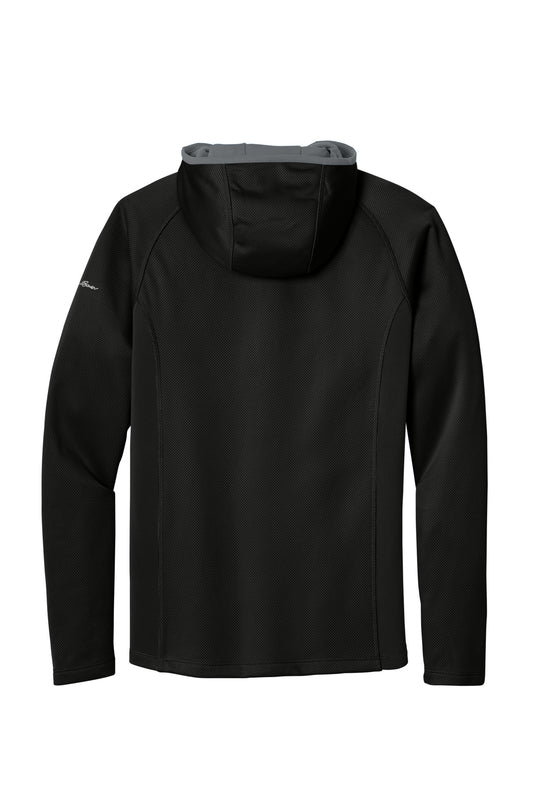 Rear View of Black Eddie Bauer Sport Hooded Full-Zip Fleece Jacket. EB244