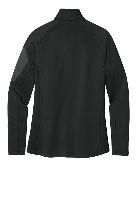Rear View of Black Eddie Bauer Women's 1/2-Zip Performance Fleece. EB235