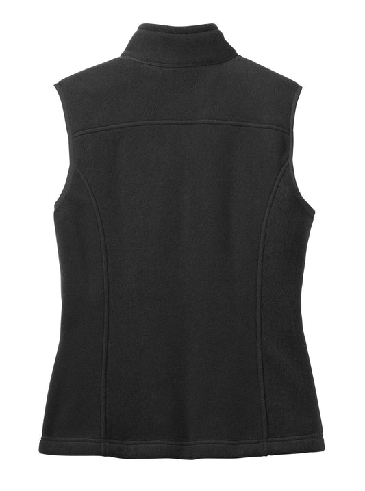 Rear View of Black Eddie Bauer - Women's Fleece Vest. EB205