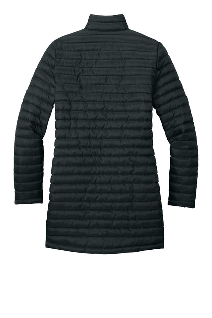 Rear View of Black Eddie Bauer Women's Packable Quilted Full-Zip EB515
