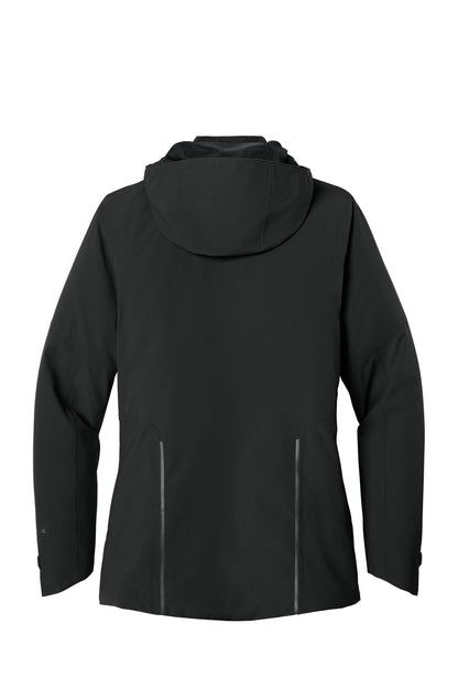 Rear View of Black Eddie Bauer Women's WeatherEdge Plus Insulated Jacket. EB555