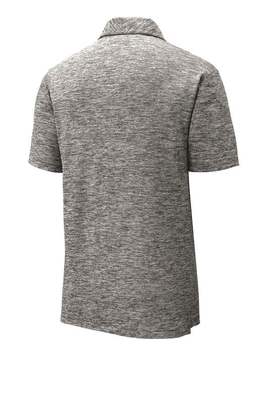 Rear View of Black Electric Sport-Tek PosiCharge Electric Heather Polo. ST590