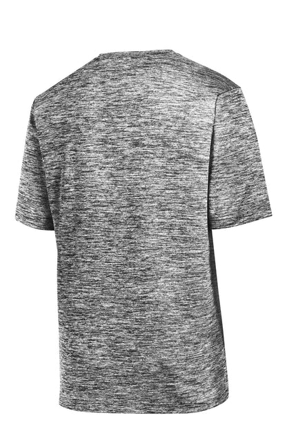 Rear View of Black Electric Sport-Tek Youth PosiCharge Electric Heather Tee. YST390