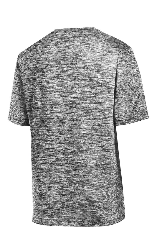 Rear View of Black Electric Sport-Tek Youth PosiCharge Electric Heather Tee. YST390
