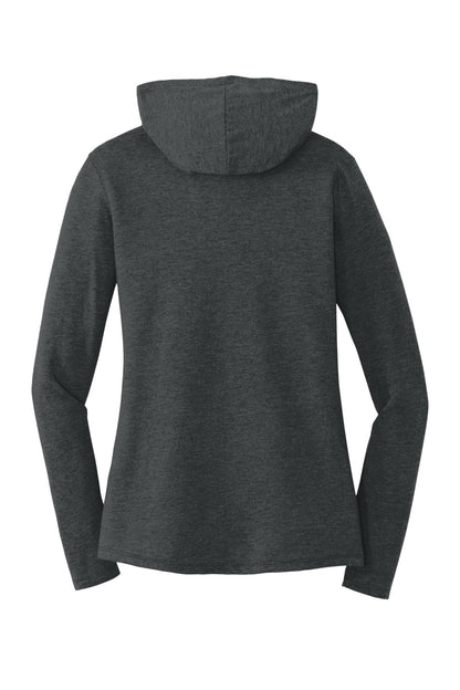 Rear View of Black Frost District Women's Perfect Tri Long Sleeve Hoodie. DM139L