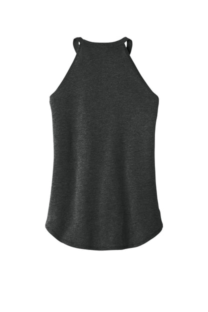 Rear View of Black Frost District Women's Perfect Tri Rocker Tank. DT137L
