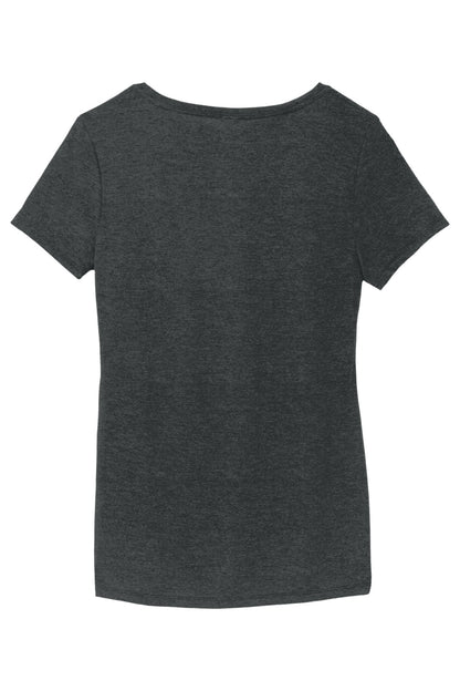 Rear View of Black Frost District Women's Perfect Tri V-Neck Tee. DM1350L