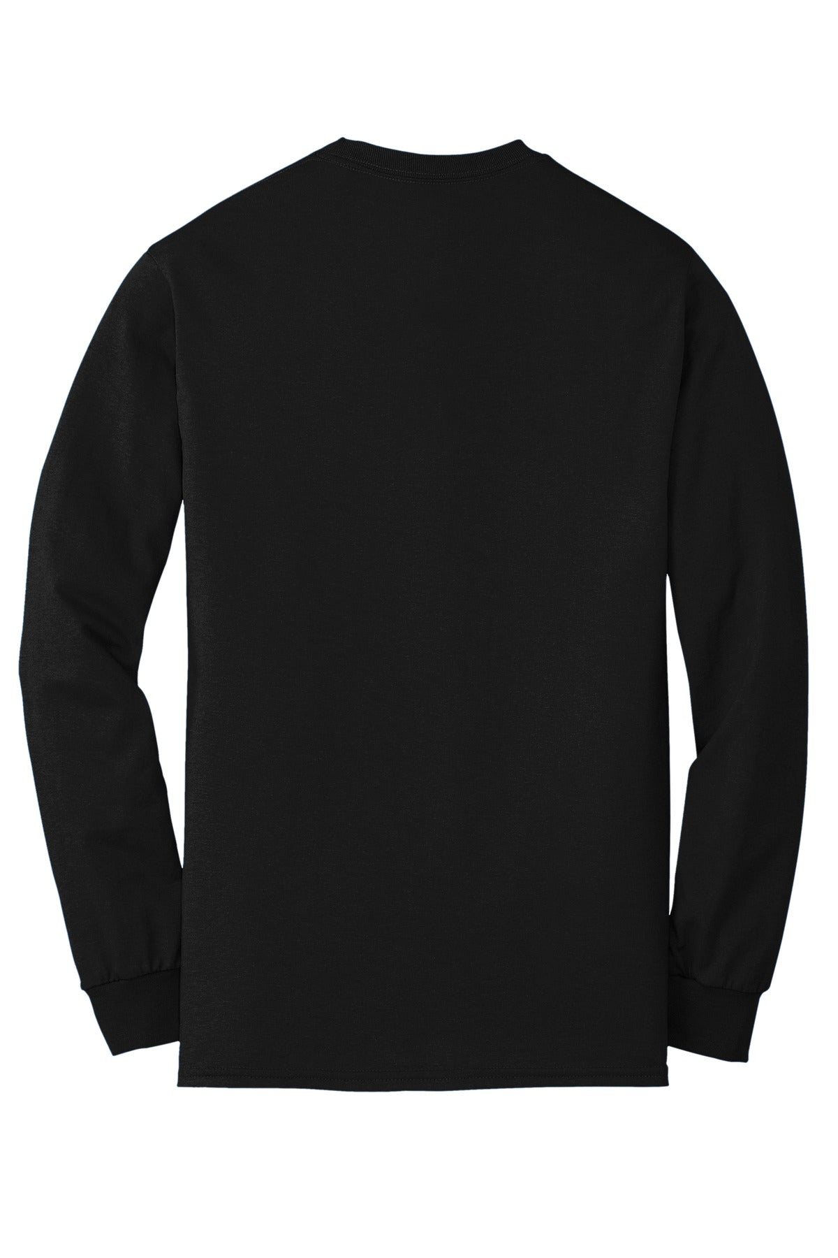 Rear View of Black Gildan - DryBlend 50 Cotton/50 Poly Long Sleeve T-Shirt. 8400