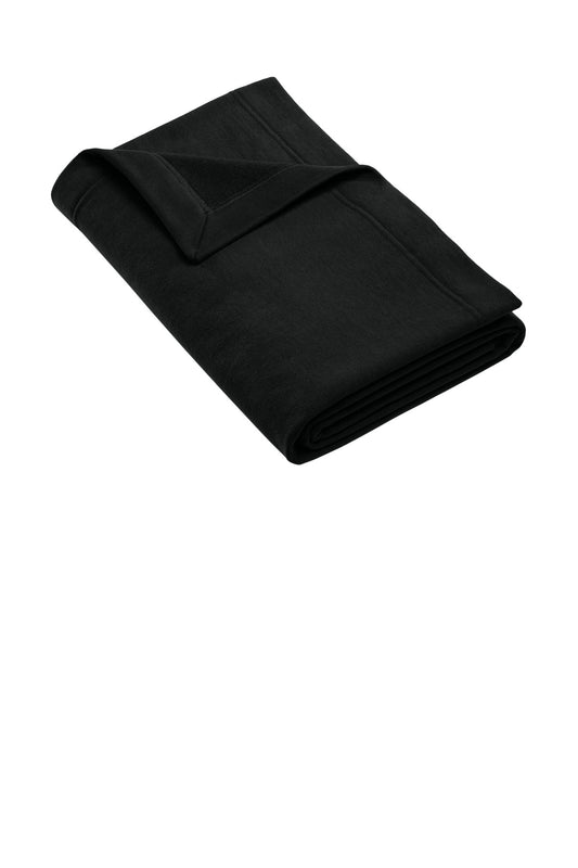 Rear View of Black Gildan Heavy Blend Fleece Stadium Blanket 18900