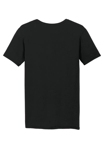 Rear View of Black Gildan Softstyle V-Neck T-Shirt. 64V00
