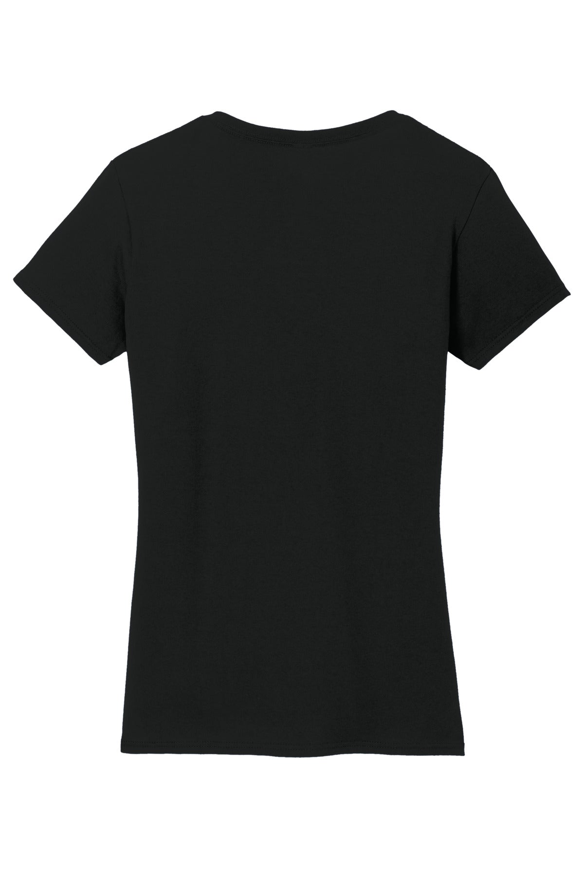 Rear View of Black Gildan Women's Heavy Cotton 100% Cotton V-Neck T-Shirt. 5V00L