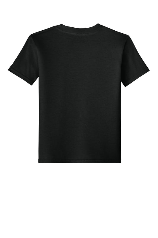 Rear View of Black Gildan Youth Softstyle T-Shirt 64000B