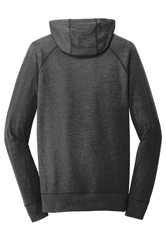 Rear View of Black Heather New Era Sueded Cotton Blend Full-Zip Hoodie. NEA122