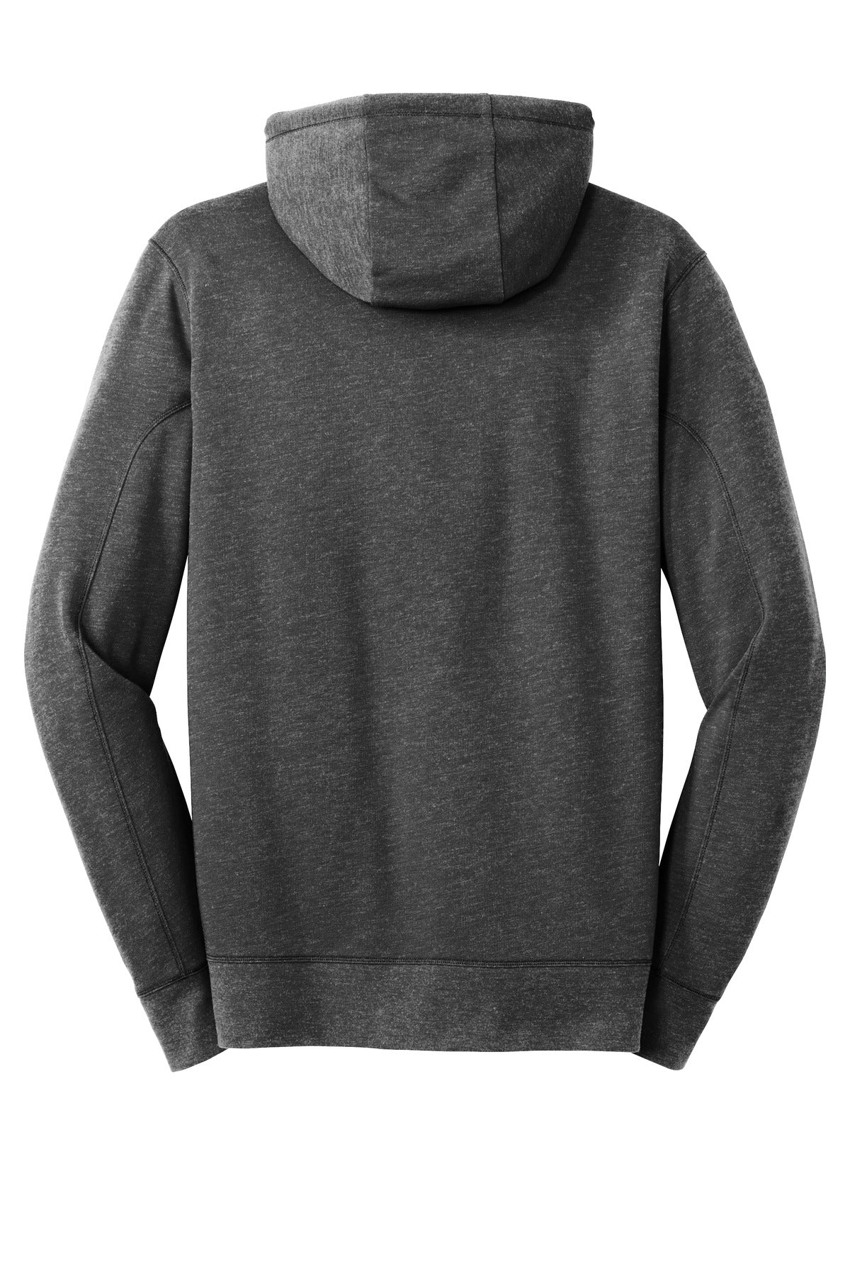 Rear View of Black Heather New Era Tri-Blend Fleece Full-Zip HoodieNEA511