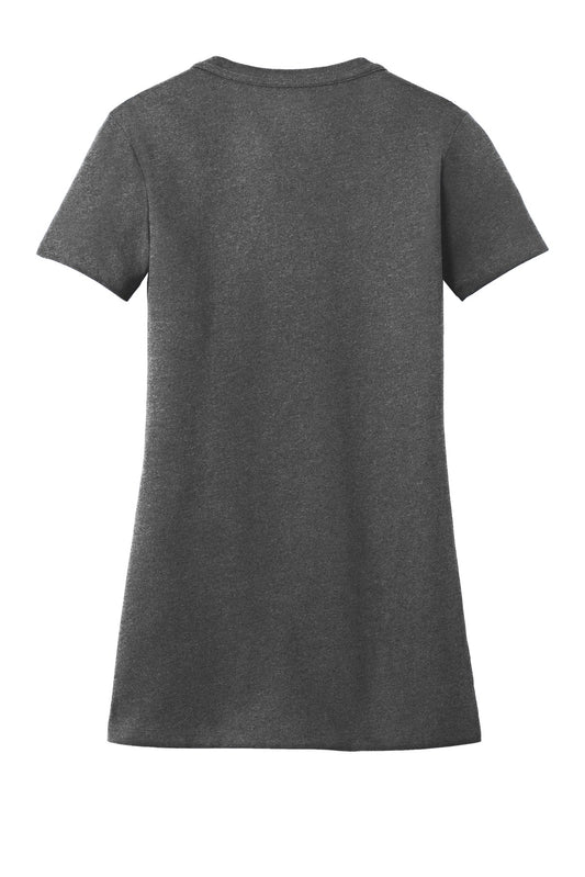 Rear View of Black Heather New Era Women's Heritage Blend V-Neck Tee. LNEA101