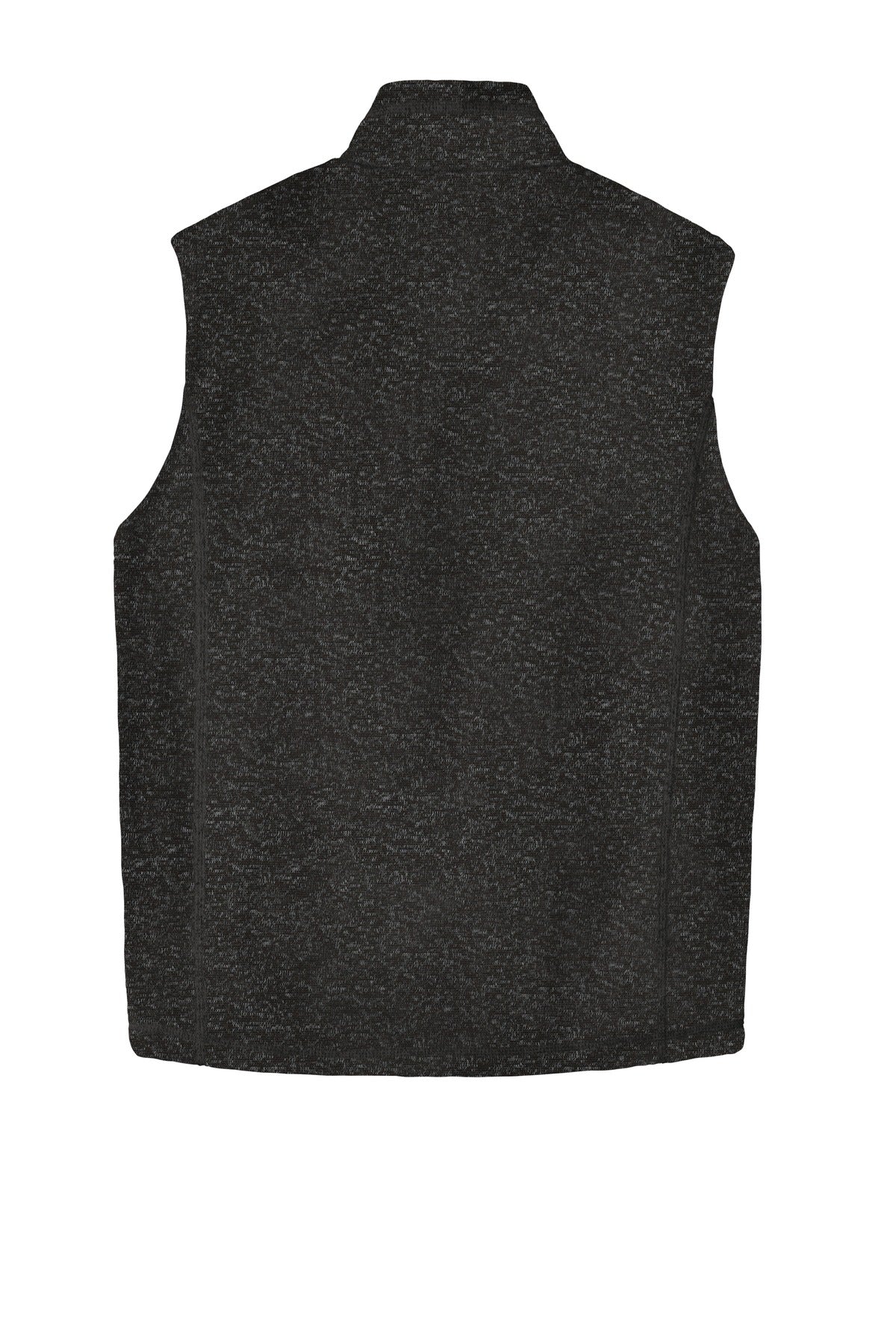 Rear View of Black Heather Port Authority Sweater Fleece Vest F236