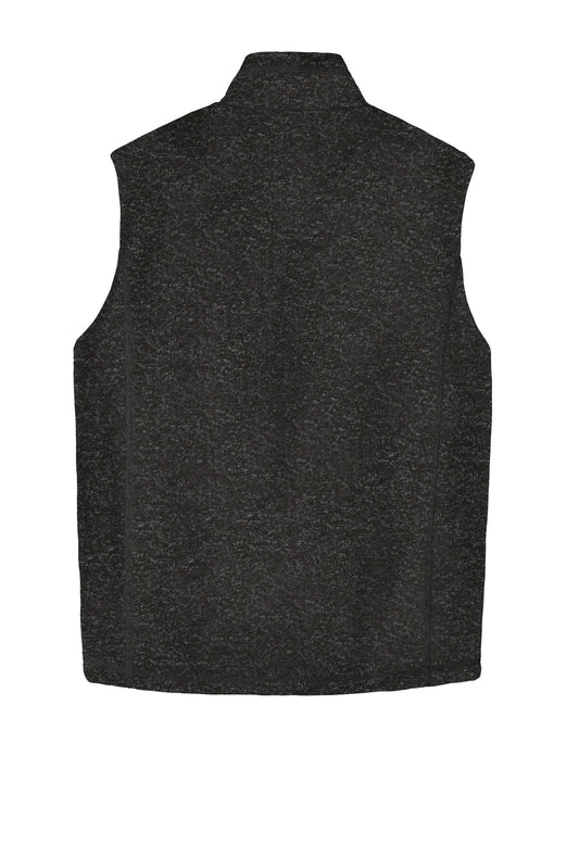 Rear View of Black Heather Port Authority Sweater Fleece Vest F236