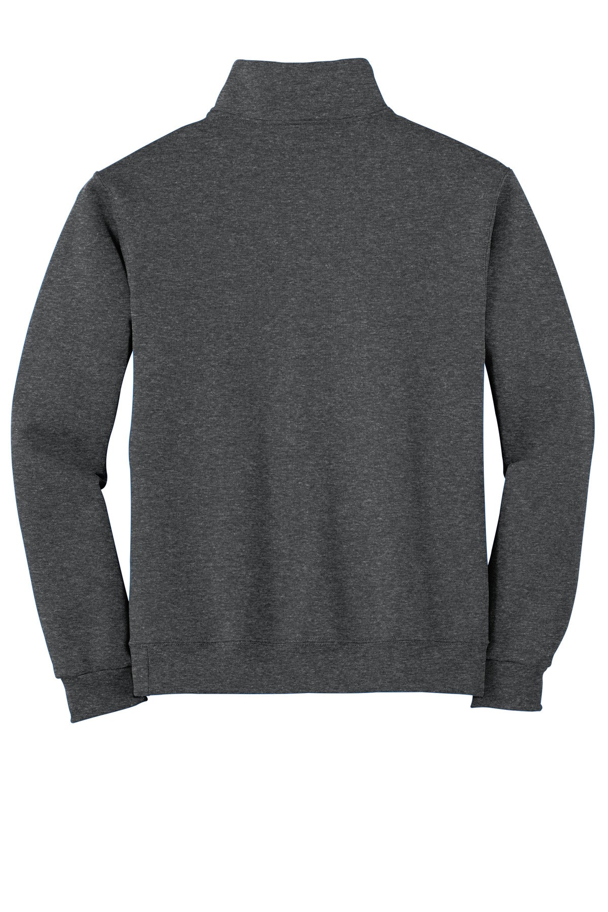 Rear View of Black Hthr Jerzees - NuBlend 1/4-Zip Cadet Collar Sweatshirt. 995M