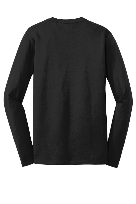 Rear View of Black New Era Heritage Blend Long Sleeve Crew Tee. NEA102