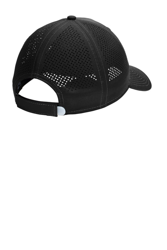 Rear View of Black New Era Perforated Performance Cap. NE406