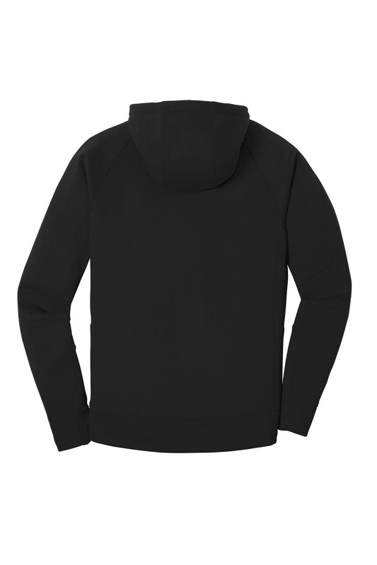 Rear View of Black New Era Venue Fleece Pullover Hoodie. NEA520
