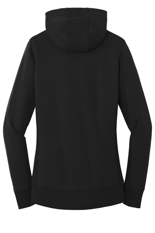 Rear View of Black New Era Women's French Terry Pullover Hoodie. LNEA500