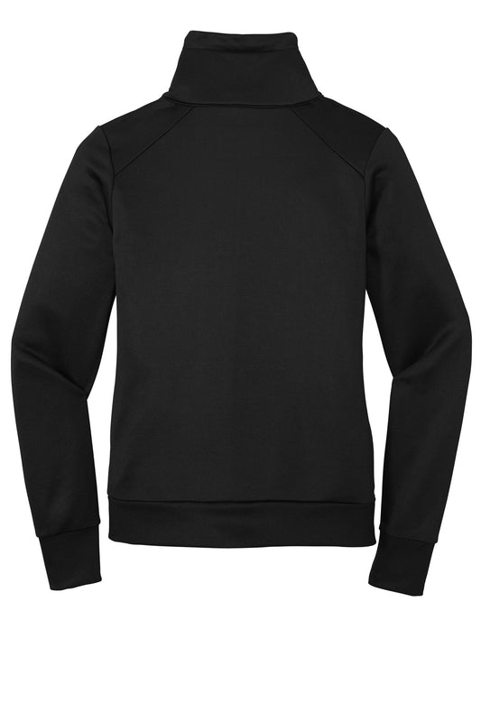 Rear View of Black New Era Women's Performance Terry Full-Zip Cowl LNEA530